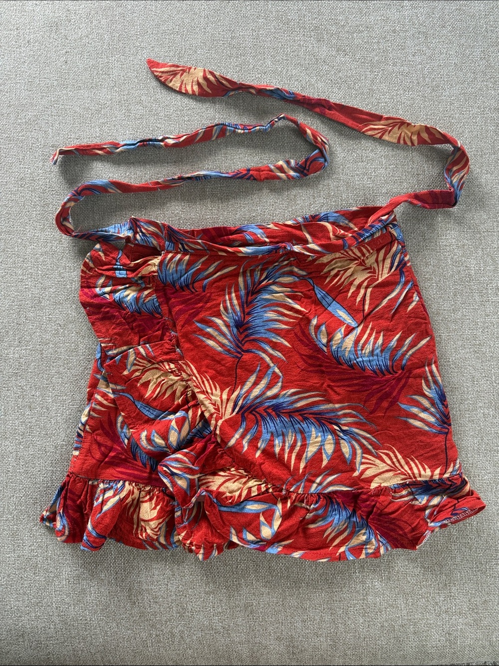 Women's Red Tropical Wrap skirt - Adjustable size S/M